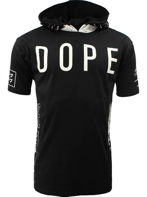 Buy Dope Branded Hooded T Shirt Black