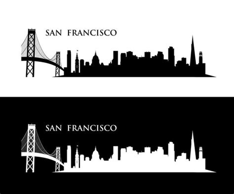 San Francisco Skyline Silhueta Im Genes De Stock De Arte Vectorial