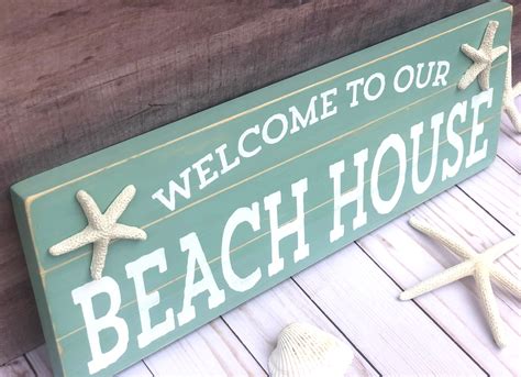 Welcome To Our Beach House Sign Coastal Decor Rustic Beach Etsy