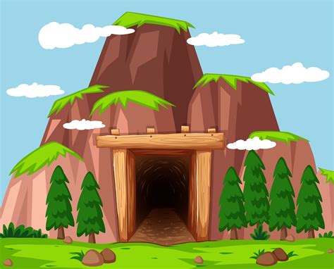 Mine Entrance At The Mountain 302069 Vector Art At Vecteezy