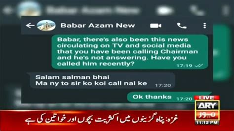 Babar Azams Private Chats Leaked On Live Tv Rpakcricket