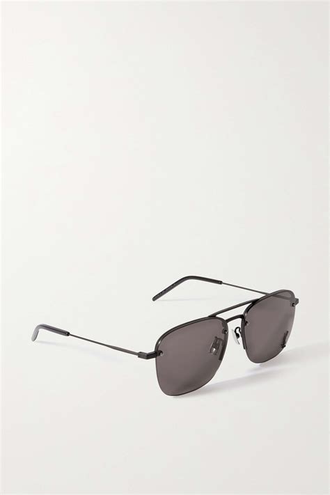 Saint Laurent Eyewear Embellished Aviator Style Metal Sunglasses Net A Porter