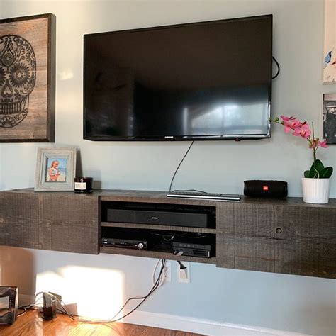 Floating Tv Console With 2 Inset Lined Drawers And Middle Etsy
