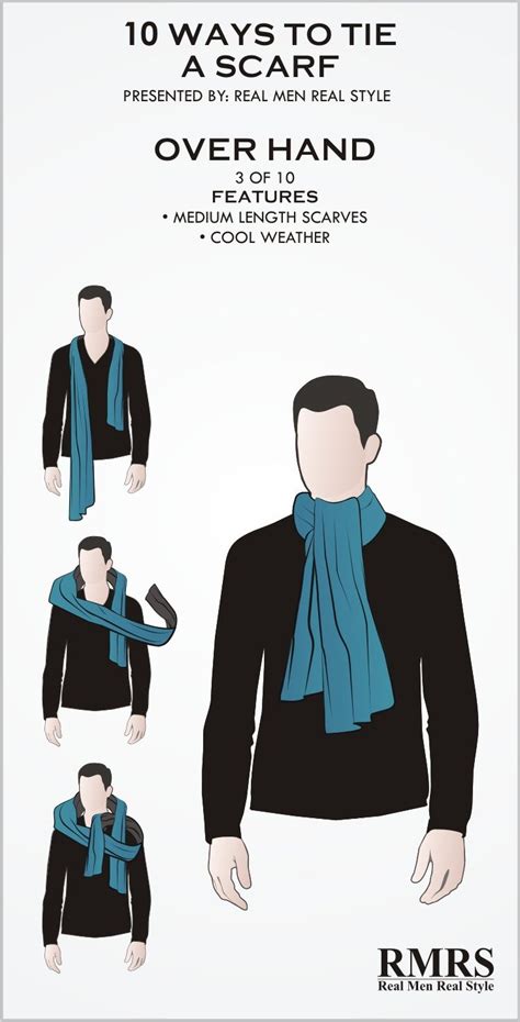 Men's scarves, which have made a resurgence in recent years, have been proven to be the ultimate accessory, serving both an aesthetic the simplest and most effective way of wearing a scarf, the drape does not require a knot. 10 Manly Ways To Tie A Scarf | How to wear scarves, Fashion infographic, Ways to wear a scarf