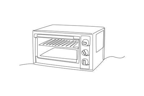Continuous One Line Drawing Microwave Oven Kitchen Appliances Concept