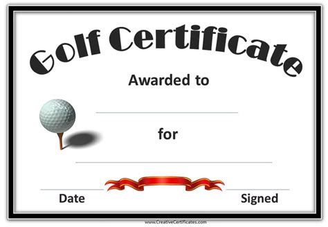 Free Printable Golf Certificates Customizable