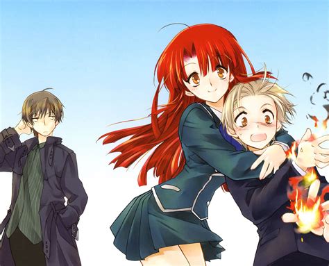 Sister Hugging Baby Brother With Big Brother Watching Kaze No Stigma