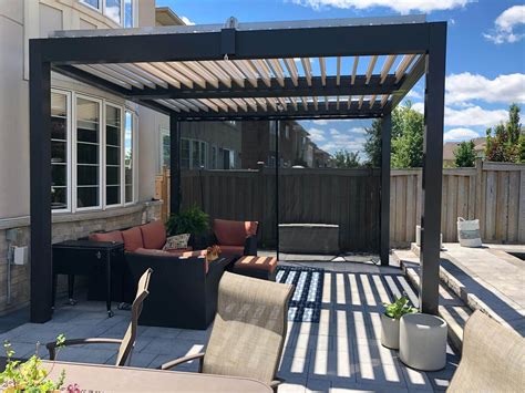 aluminum pergola is a very functional sunshade you can turn the louvers to any angle that you