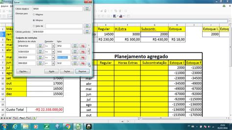 Pcp Planejamento Agregado Usando Ferramenta Solver Do Excel Aula 2
