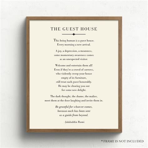 The Guest House Poem Rumi Poem Inspirational Quote Rumi Poetry Print