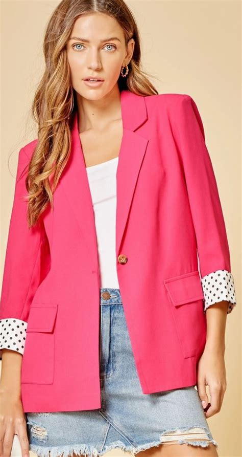 Hot Pink Blazer With Detailed Sleeves The Bent Hanger