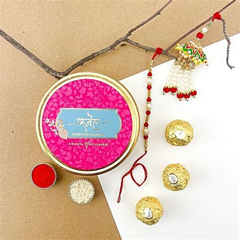 Sneh Pearly Bhaiya Bhabhi Rakhi Set N Ferrero Rochers Canada Gift