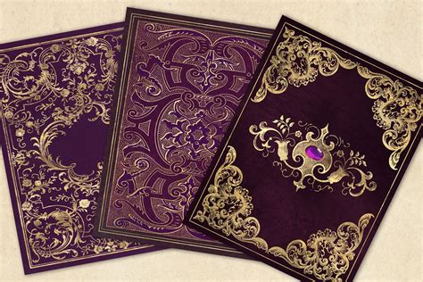 Gilded Purple Book Covers By Digital Curio Thehungryjpeg