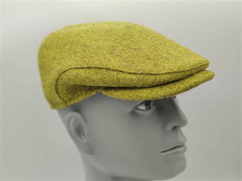 Traditional Irish Tweed Flat Cap Paddy Cap Olivelime Green With