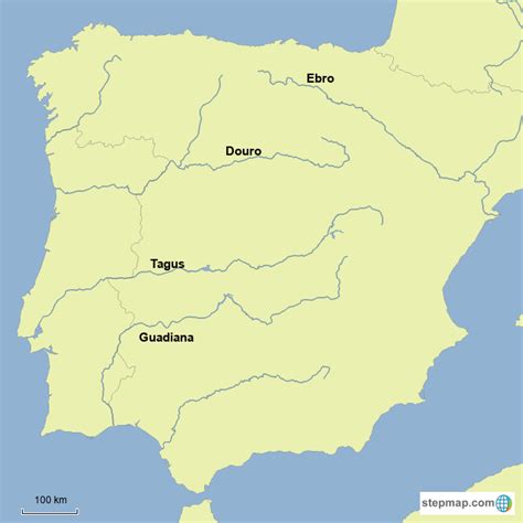 Stepmap Iberian Peninsula Rivers Landkarte Für Spain