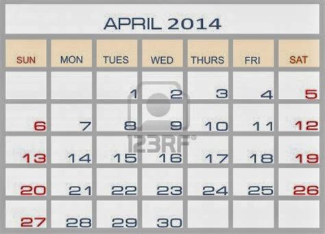 Printable April 2014 Calendar 2 Printable Calendar 2014 Blank
