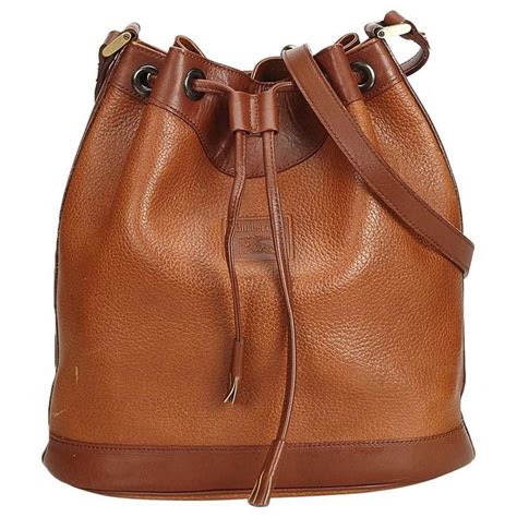 Vintage Authentic Burberry Brown Leather Bucket Bag United Kingdom