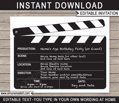 Free housewarming party invitation templates. Movie Night Party Invitations Template | Birthday Party