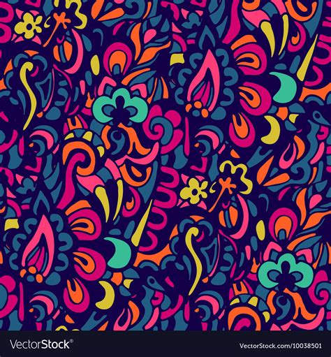 Abstract Colorful Seamless Doodle Background Vector Image