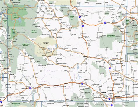 Large Detailed Roads And Highways Map Of Wyoming State With National Images