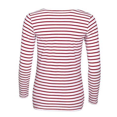 Womens Red White L S Striped T Shirt Tees And Polo Shirts From Oliver