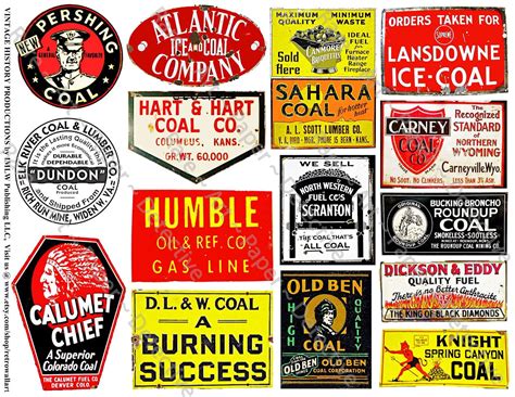Rusty Metal Coal Signs Printed Sheet Oil Signs Clip Art Vintage
