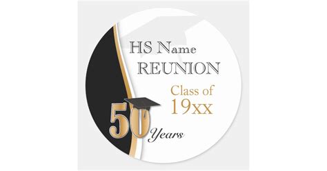 50 Year Class Reunion In Gold And Black Classic Round Sticker