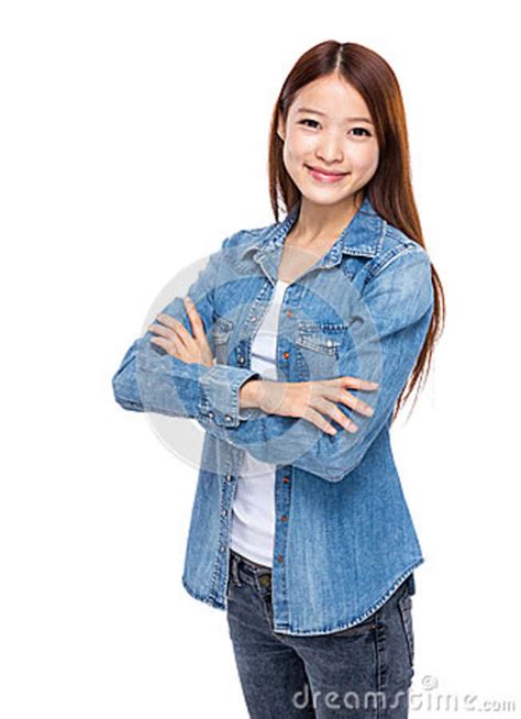 Young Woman With Cross Arm Stock Photo Image Of Isolated 43164246