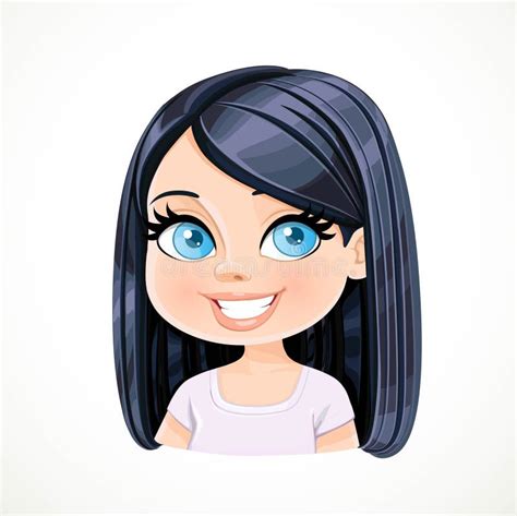 beautiful joyfully smiling cartoon brunette girl with dark chocolate hair portrait stock vector