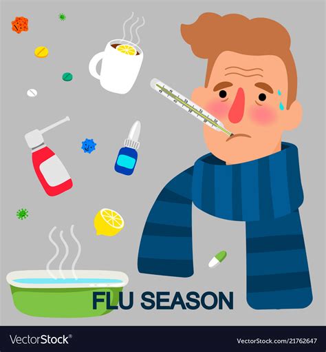 Flu Season Cartoon Concept Royalty Free Vector Image