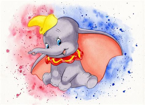 Baby Dumbo Original Watercolor Drawing Dumbo Watercolor Art Etsy