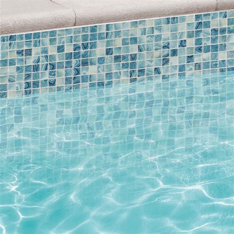 Swim Iris 1x1 Glass Mosaic Tile Blue Backsplash Wall And Floor