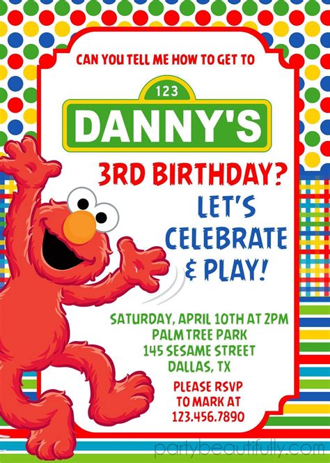 Elmo Birthday Party Invitations Elmo Birthday Party Sesame Street Birthday Party Birthday