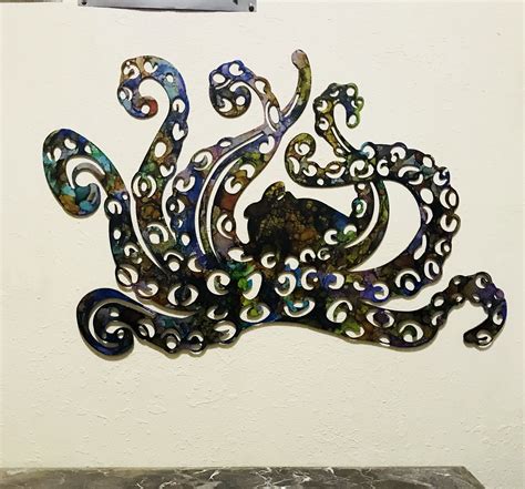 Octopus Metal Art Indooroutdoor Octopus Wall Art Etsy