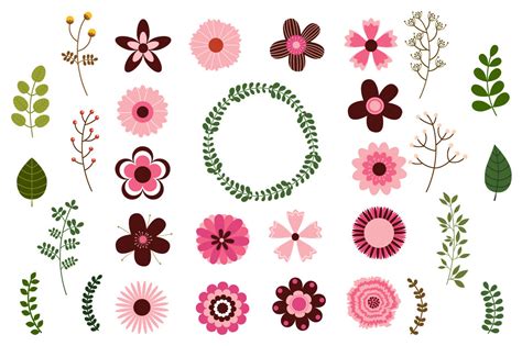 Mod Flowers Clipart Single Floral Elements Clip Art By