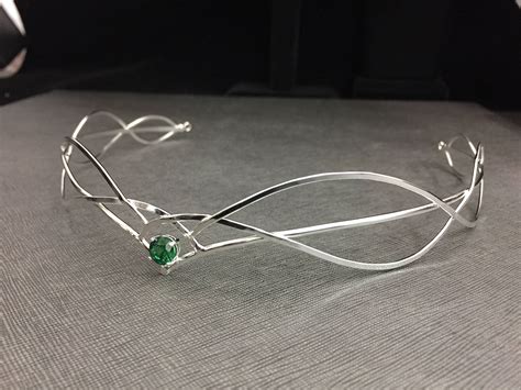 Elvish Renaissance Amethyst Emerald Peridot Tiara In Sterling Silver