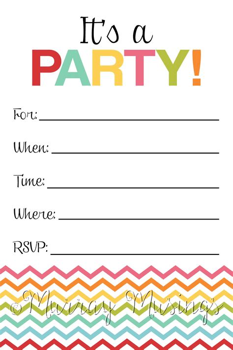 Free Printable Blank Birthday Party Invitations Printable Templates