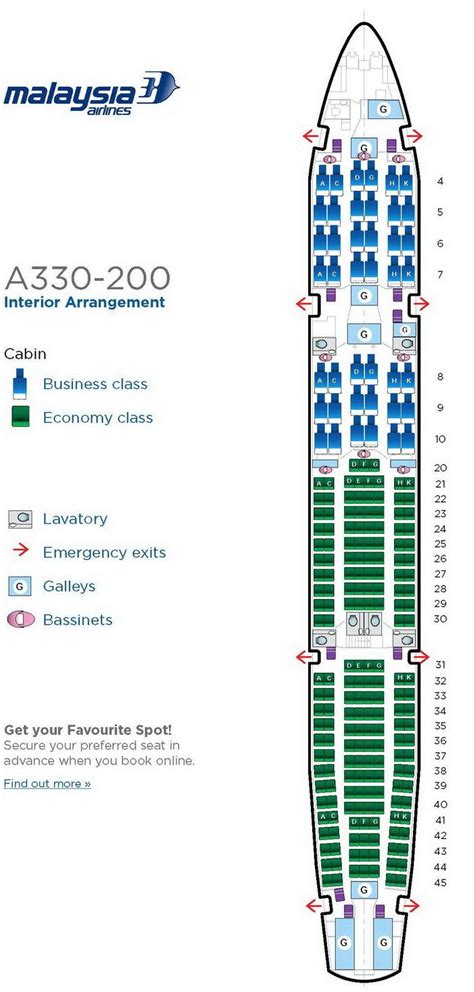 Malaysia Airlines Airbus A330 200 Aircraft Seating Chart Seating Plan