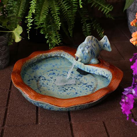 Sunnydaze Outdoor Water Fountain Glazed Ceramic Fish 7 Inch