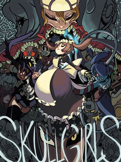The Cover To Skullgirls Featuring An Image Of A Woman Surrounded By