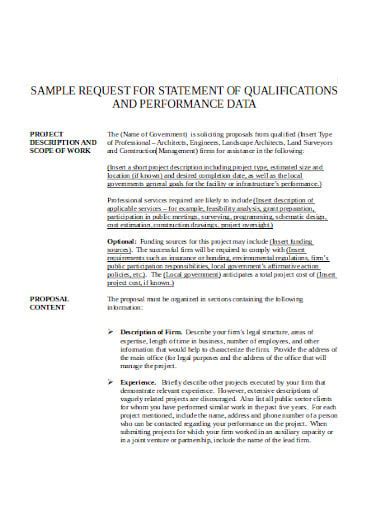 Statement Of Qualifications Example Letter