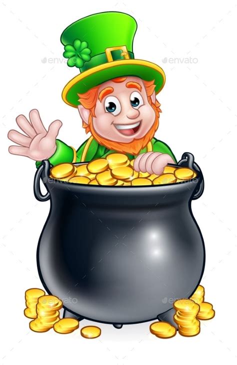 Le jour du drapeau (anglais : St Patricks Day Leprechaun and Pot of Gold | Pot of gold ...