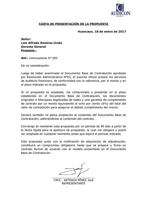 Carta De Presentacion De La Propuesta Carta De PresentaciÓn De La 9bc