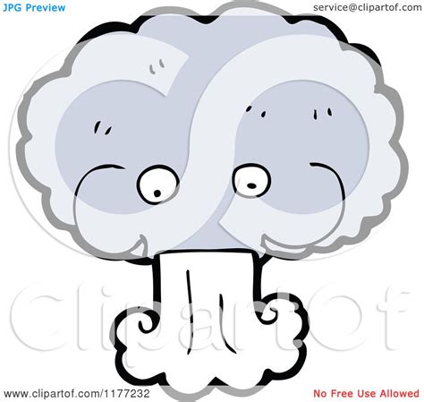 Cartoon Of A Storm Cloud Blowing Wind Royalty Free