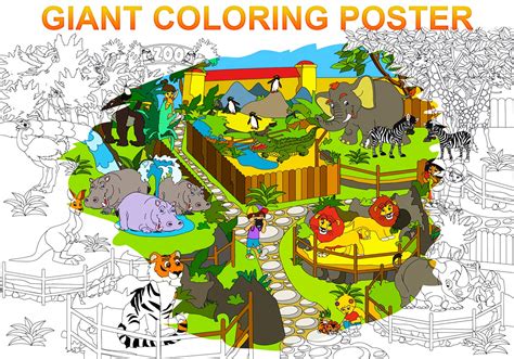 Buy Alex Art Large Coloring Poster Zoo Animals Giant Coloring
