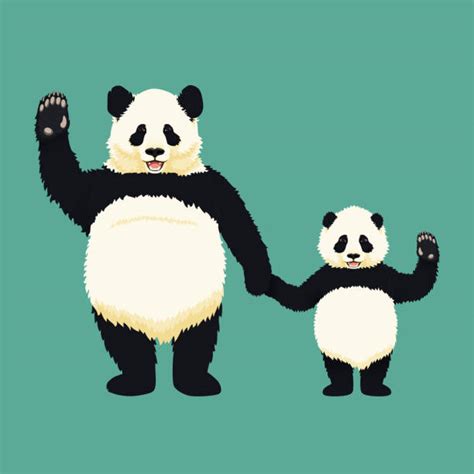Cartoon Pandas Holding Hands
