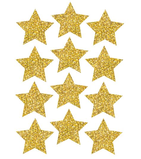 Die Cut Magnets 3 Gold Sparkle Stars 12 Pieces Per Pack 6 Packs