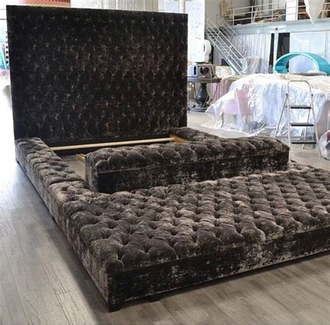 Shop wayfair for the best headboards for king size bed. Tufted Velvet Platform Bed King Extra Large Wide Bed ...