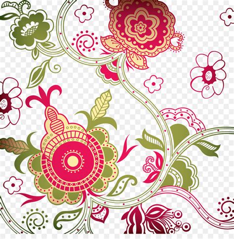 Desain Bunga Pola Batik Thumbnail Gambar Png