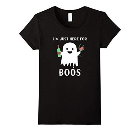 Womens Im Just Here For Boos Shirt Funny Halloween Wine For Adults Medium Black Halloween